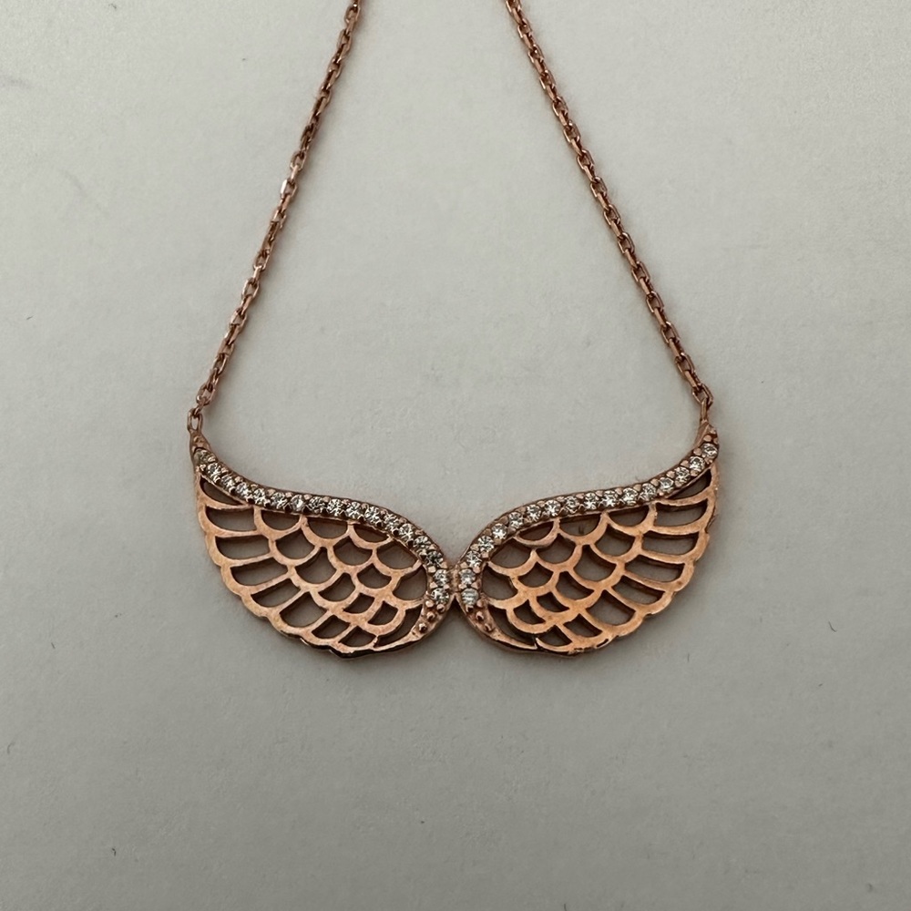 😇 925 Silver angelwing cz stones necklace